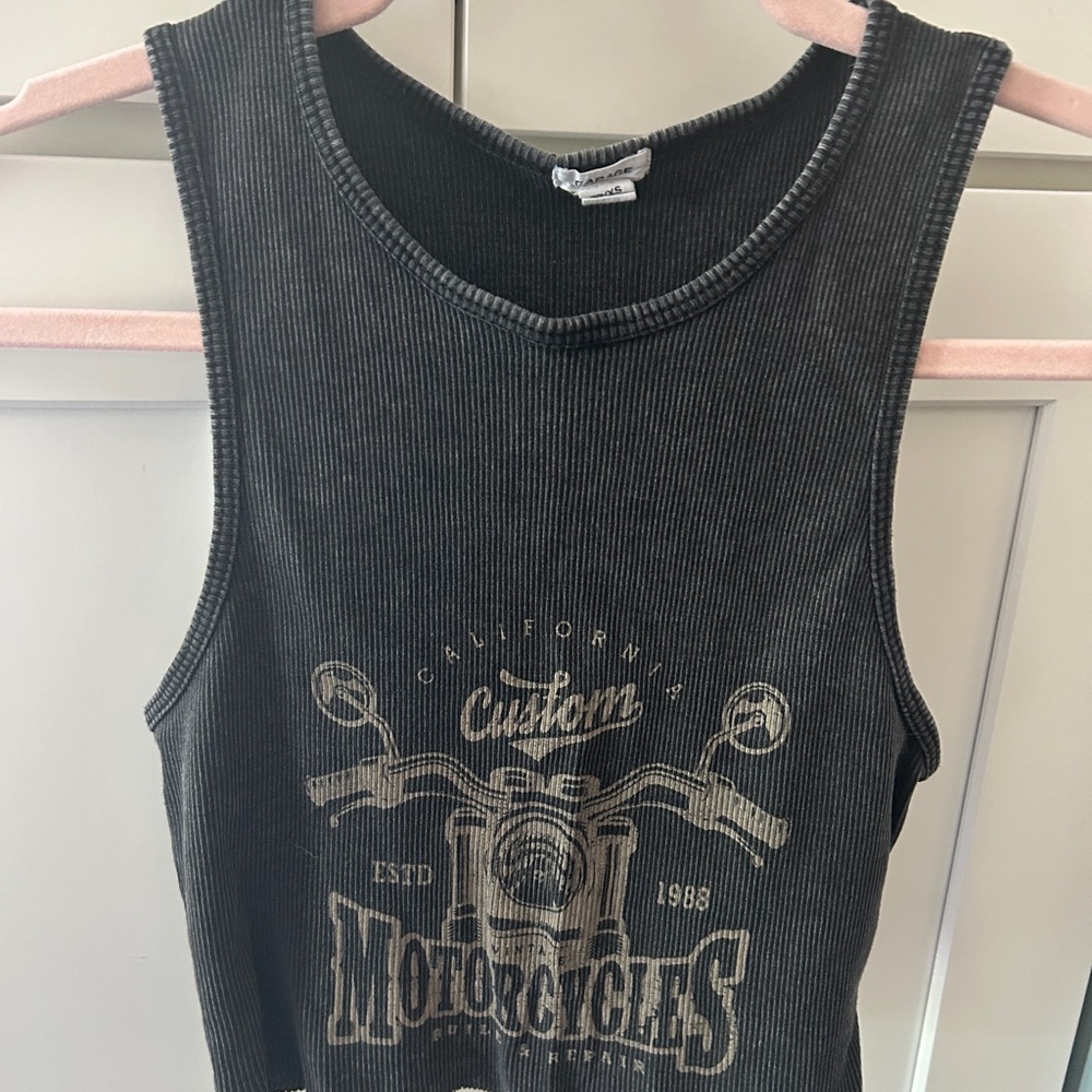 Garage Charcoal Ribbed Tank Top
